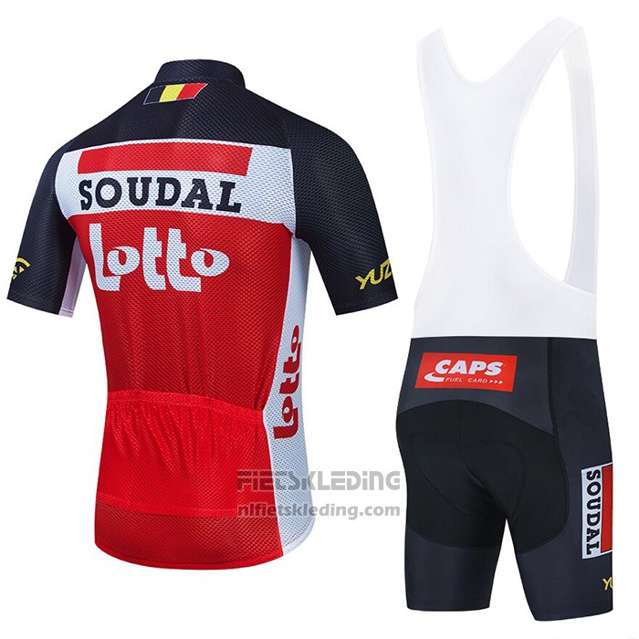 2021 Fietskleding Lotto Soudal Zwart Wit Rood Korte Mouwen en Koersbroek